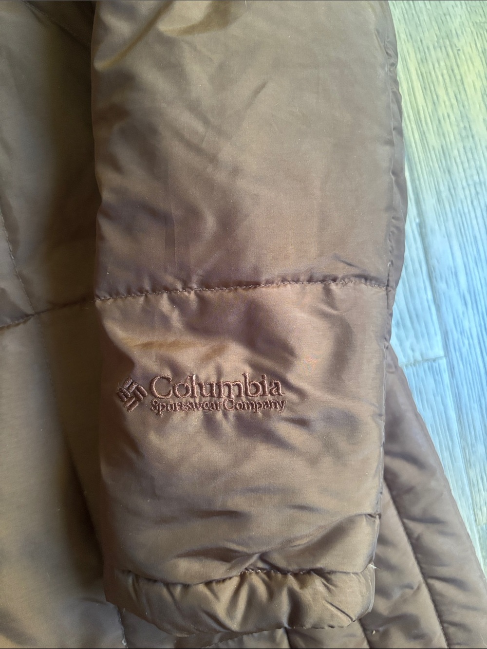 Columbia | Long Quilted Down Feathers Brown Puffer Coat Faux Fur Hood Small - Picture 3 of 10